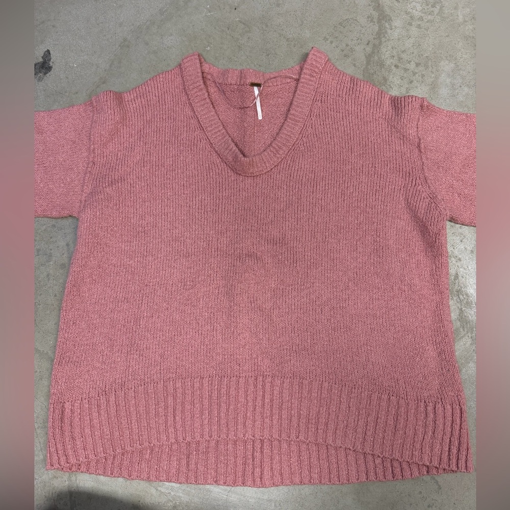 Free People V-Neck Sweater in Dusty Pink